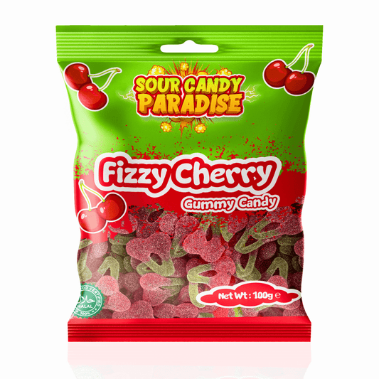 Sour Candy Paradise Gummy Candy Fizzy Cherries 100g